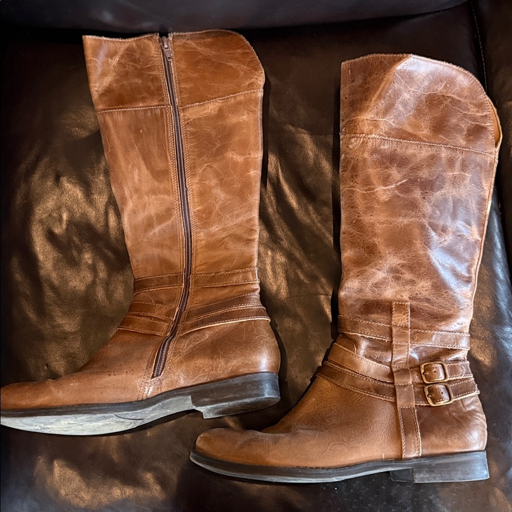 Brown Leather Knee-High Boots